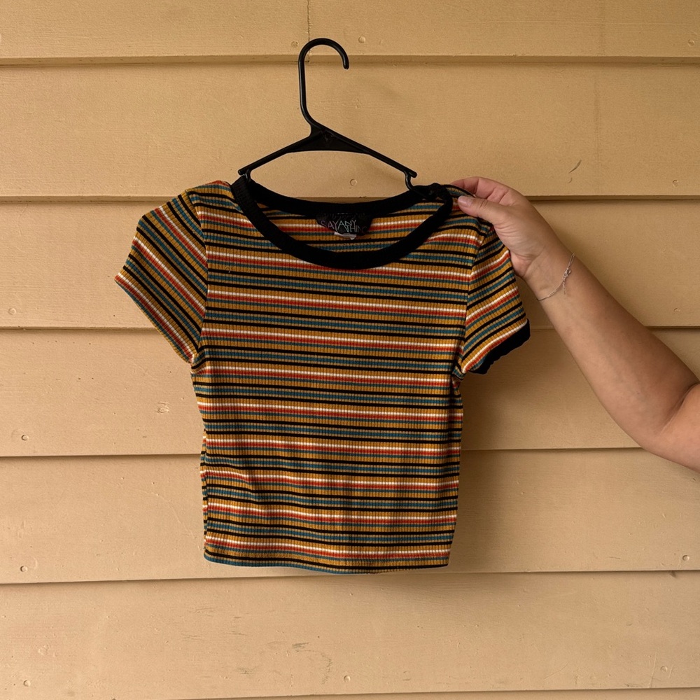 Xhilaration Multicolor Striped Short Sleeve Top